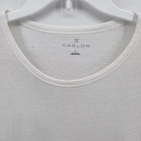 Caslon White Ruffle Hem T-Shirt – Size M – Short Sleeve Peplum Tee - Picture 2 of 6